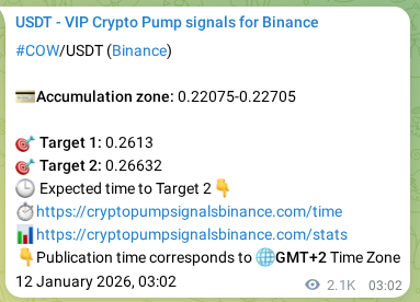 Check the COW pump verification image from Binance, 14 January 2026, 12:02 COW pump verification image from Binance, 14 January 2026, 12:02