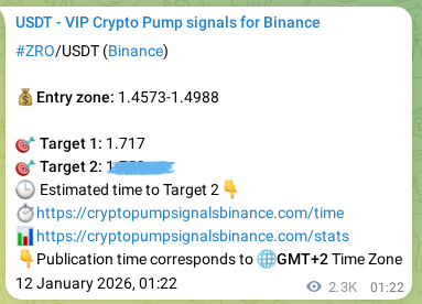 View the exchange signal confirmation for ZRO on Binance, 14 January 2026, 17:43 Binance exchange signal confirmation for ZRO, 14 January 2026, 17:43