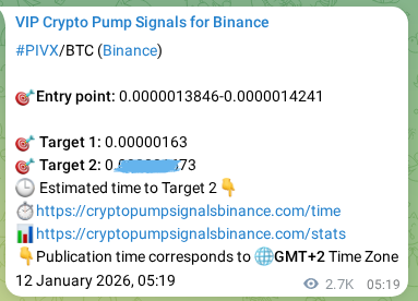 Check out the Binance pump signal proof for PIVX on 15 January 2026, 09:41 Binance pump signal proof for PIVX on 15 January 2026, 09:41