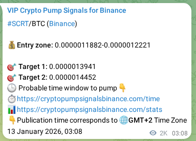 Authenticated proof of SCRT's pump signal on Binance at 15 January 2026, 09:50 Authenticated proof of SCRT's pump signal on Binance at 15 January 2026, 09:50