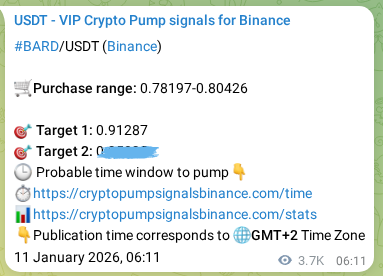 Signal verification: BARD pump on Binance at 15 January 2026, 14:04