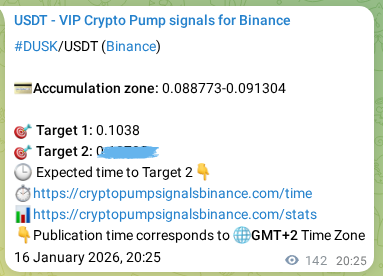 Binance exchange signal proof for DUSK, 17 January 2026, 00:03