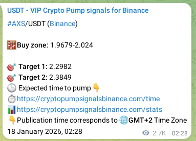 AXS pump signal verification from Binance, timestamp: 21 January 2026, 04:35