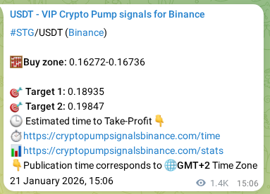 Binance trading signal proof for STG pump, 23 January 2026, 06:24 Binance trading signal proof for STG pump, 23 January 2026, 06:24