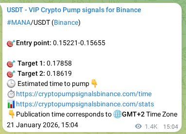 Trading signal proof: MANA pump from Binance, 23 January 2026, 06:29 Trading signal proof: MANA pump from Binance, 23 January 2026, 06:29
