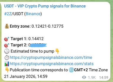 Explore the crypto trading signal verification for 2Z pump on Binance, 23 January 2026, 19:22 Crypto trading signal verification: 2Z pump on Binance, 23 January 2026, 19:22