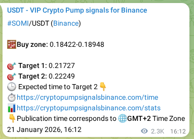 Binance pump signal data for SOMI at 24 January 2026, 06:41 Binance pump signal data for SOMI at 24 January 2026, 06:41