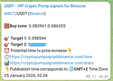 Authenticated proof of WCT's pump signal on Binance at 25 January 2026, 03:16 Authenticated proof of WCT's pump signal on Binance at 25 January 2026, 03:16