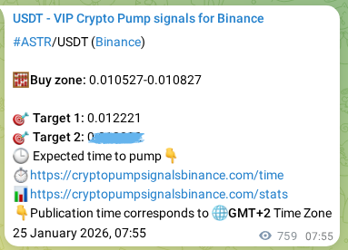 Authenticated proof of ASTR's pump signal on Binance at 26 January 2026, 04:59