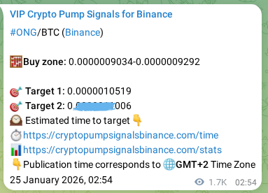 Proof of ONG pump signal on Binance at 27 January 2026, 02:05