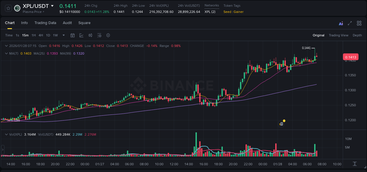 Detailed insights into XPL's pump on Binance at 28 January 2026, 07:07 Detailed report of XPL's pump on Binance at 28 January 2026, 07:07