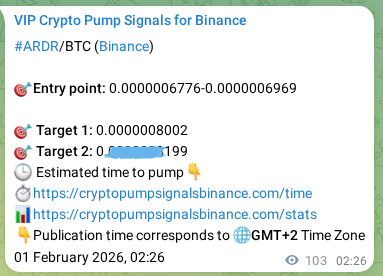 Check out the Binance pump signal proof for ARDR on 01 February 2026, 05:17 Binance pump signal proof for ARDR on 01 February 2026, 05:17