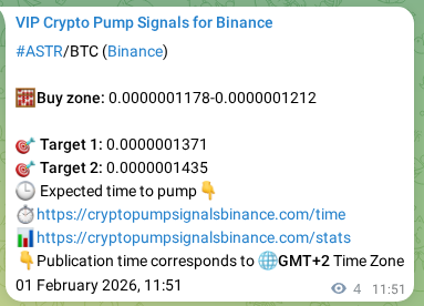 Crypto pump signal proof: Verify ASTR on Binance, 01 February 2026, 11:57 Crypto pump signal proof: ASTR on Binance, 01 February 2026, 11:57