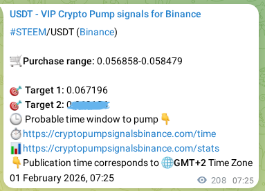 Explore the crypto market signal confirmation for STEEM pump on Binance, 01 February 2026, 12:06 Crypto market signal confirmation: STEEM pump on Binance, 01 February 2026, 12:06
