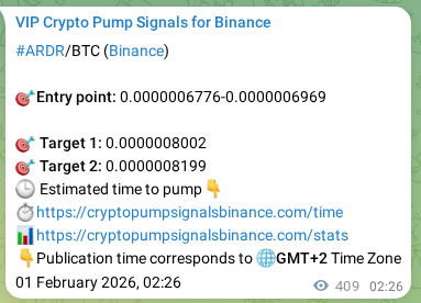 Crypto trading signal proof: ARDR pump on Binance, 01 February 2026, 13:48 Crypto trading signal proof: ARDR pump on Binance, 01 February 2026, 13:48
