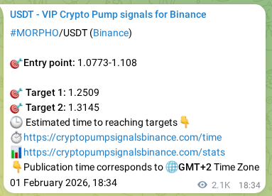 Binance pump signal proof for MORPHO on 04 February 2026, 05:35