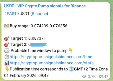 PARTI pump signal verification from Binance, timestamp: 05 February 2026, 16:03