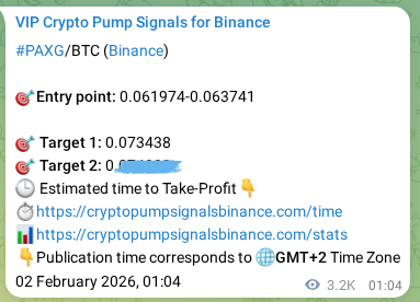 Binance pump signal proof for PAXG on 05 February 2026, 19:13