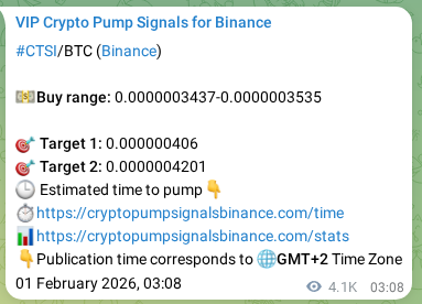 Authenticated proof of CTSI's pump signal on Binance at 05 February 2026, 20:58