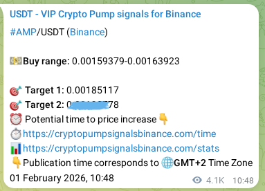 Binance trading signal proof for AMP pump, 06 February 2026, 20:54