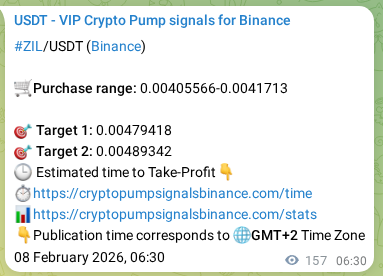 Authenticated proof of ZIL's pump signal on Binance at 08 February 2026, 10:50 Authenticated proof of ZIL's pump signal on Binance at 08 February 2026, 10:50
