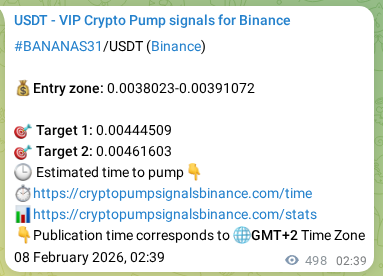 Crypto market signal proof: BANANAS31 pump on Binance, 08 February 2026, 16:28 Crypto market signal proof: BANANAS31 pump on Binance, 08 February 2026, 16:28