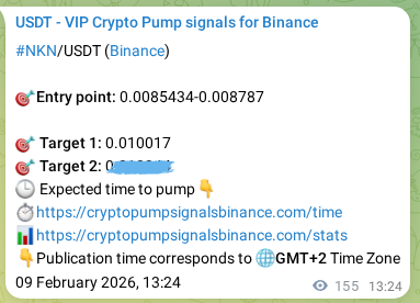 Live proof of NKN pump signal on Binance, 09 February 2026, 17:27