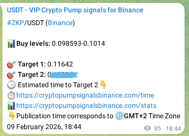 Binance trading signal confirmation for ZKP pump, 09 February 2026, 19:59