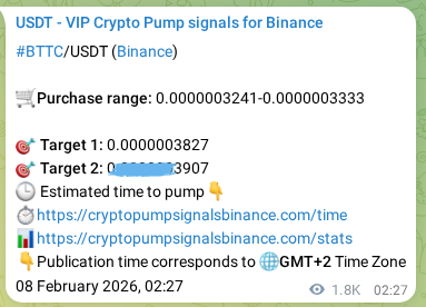 Binance pump signal proof for BTTC on 10 February 2026, 04:33