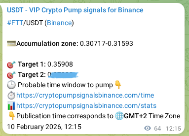 Authenticated proof of FTT's pump signal on Binance at 10 February 2026, 14:01