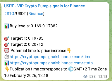Binance pump signal proof for STG on 11 February 2026, 04:38