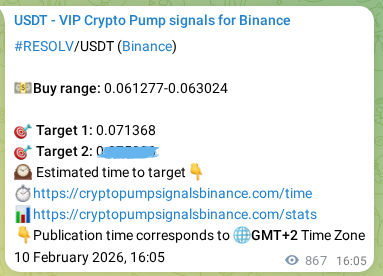 Market signal verification: RESOLV on Binance at 11 February 2026, 16:09