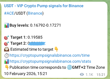 Authenticated ACE pump signal on Binance, 11 February 2026, 20:43