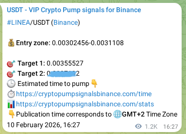 Binance trading signal proof for LINEA pump, 12 February 2026, 00:21