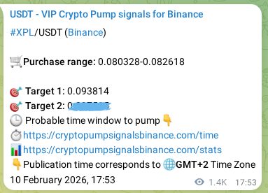 Authenticated proof of XPL's pump signal on Binance, 12 February 2026, 07:26