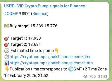 COMP pump signal confirmation from Binance, timestamp: 13 February 2026, 17:07
