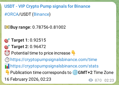 Explore the ORCA pump signal verification from Binance, timestamp: 17 February 2026, 02:31 ORCA pump signal verification from Binance, timestamp: 17 February 2026, 02:31
