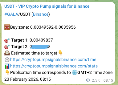 Binance trading signal confirmation for GALA pump, 25 February 2026, 23:37