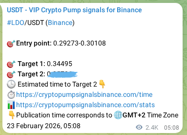 View the proof of LDO pump signal on Binance at 25 February 2026, 23:37 Proof of LDO pump signal on Binance at 25 February 2026, 23:37