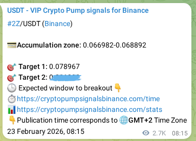 See the verification image for 2Z pump signal on Binance at 26 February 2026, 10:05 Verification image for 2Z pump signal on Binance at 26 February 2026, 10:05