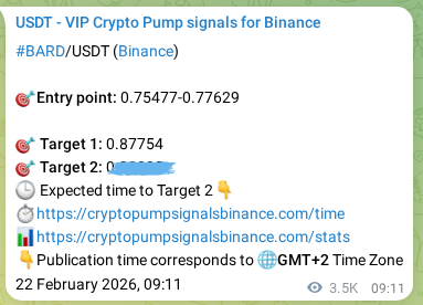 Learn about the BARD pump signal confirmation from Binance, 26 February 2026, 11:27 BARD pump signal confirmation from Binance, timestamp: 26 February 2026, 11:27