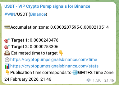 View the signal proof for WIN pump on Binance at 26 February 2026, 16:24 Signal proof for WIN pump on Binance at 26 February 2026, 16:24