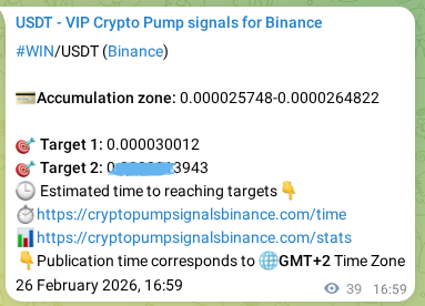 Check the WIN pump verification image from Binance, 26 February 2026, 17:31 WIN pump verification image from Binance, 26 February 2026, 17:31