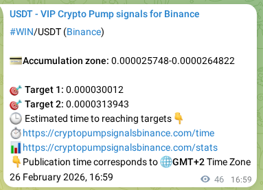 See the authenticated proof of WIN's pump signal on Binance, 26 February 2026, 17:43 Authenticated proof of WIN's pump signal on Binance, 26 February 2026, 17:43