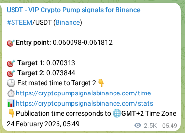 View the proof of STEEM pump signal on Binance at 27 February 2026, 01:57 Proof of STEEM pump signal on Binance at 27 February 2026, 01:57