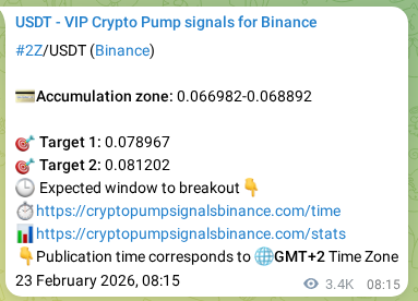 Trading signal proof: 2Z pump from Binance, 27 February 2026, 07:33 Trading signal proof: 2Z pump from Binance, 27 February 2026, 07:33