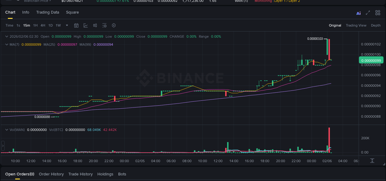 WAN price surge report from Binance, timestamp: 06 February 2026, 02:16
