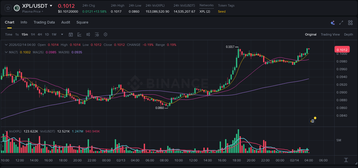 Binance pump data for XPL at 14 February 2026, 04:00 Binance pump data for XPL at 14 February 2026, 04:00