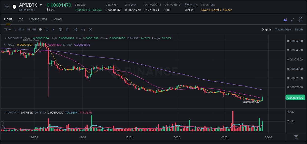 Detailed insights into APT's pump on Binance at 25 February 2026, 18:31 Detailed report of APT's pump on Binance at 25 February 2026, 18:31