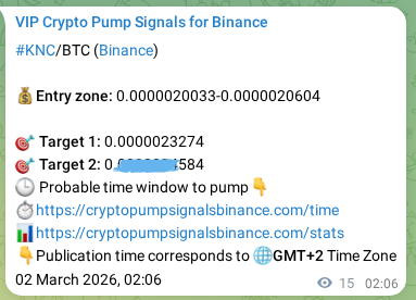 Proof of KNC pump signal on Binance at 02 March 2026, 02:31